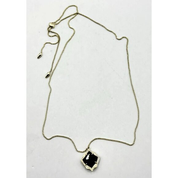 Kendra Scott Gold Pendant Necklace With Black Stone - Picture 1 of 5